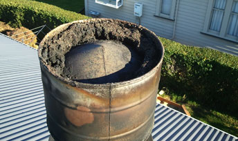 Chimney sweeping in progress